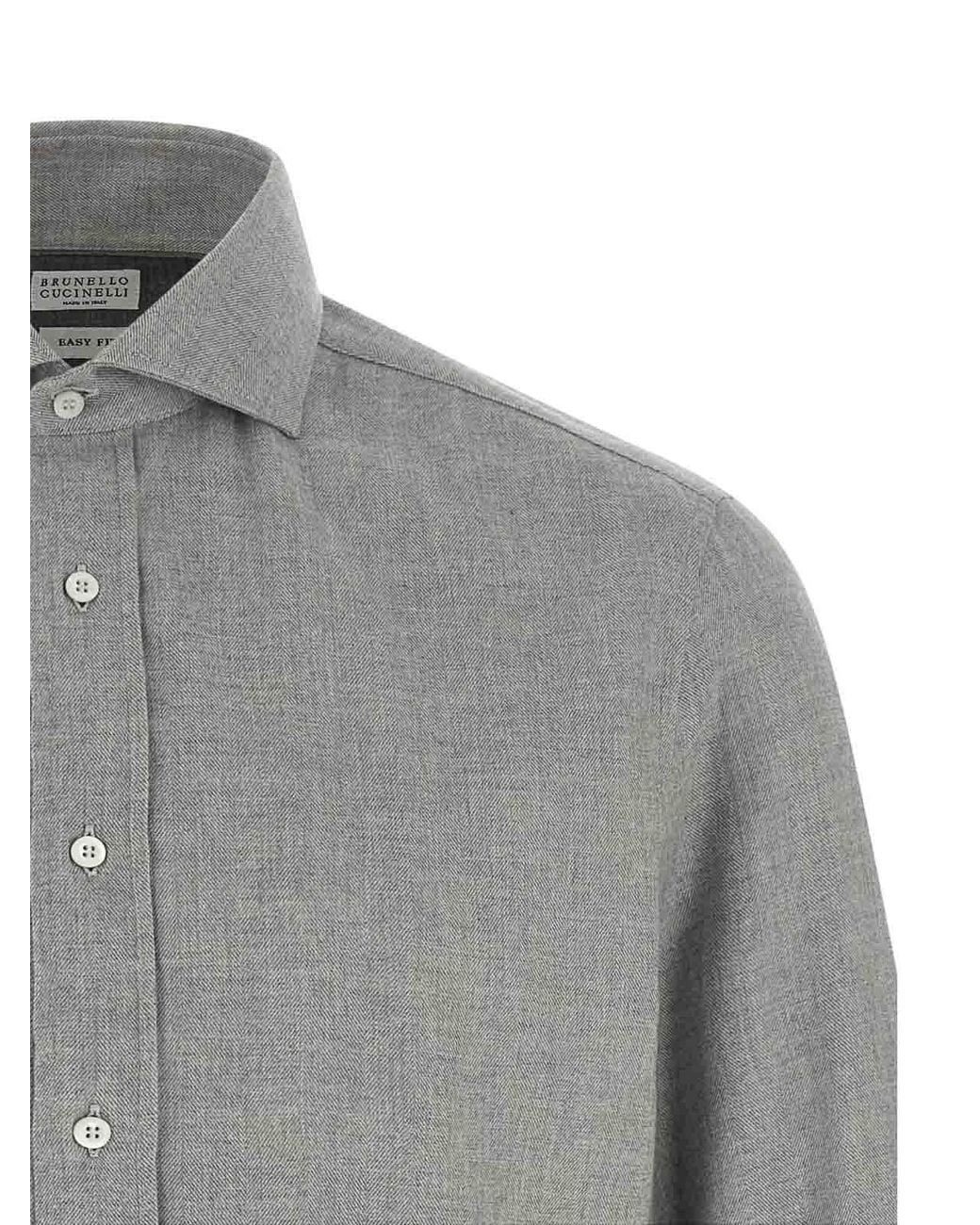Brunello Cucinelli Gray Cotton Blouse for men