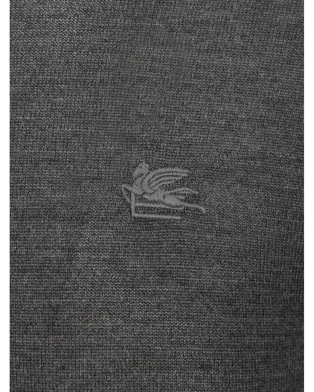 Etro Gray Wool And Silk Sweater for men