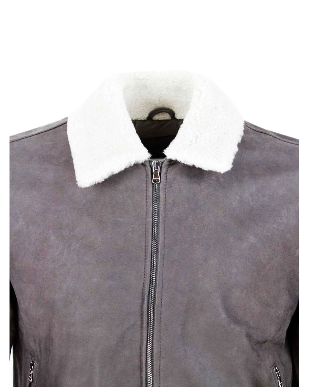 Barba Napoli Gray Leather Jacket for men