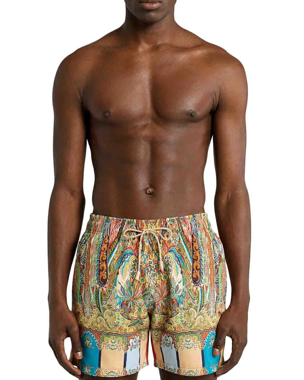 Etro Multicolor Swimsuit With Placed Floral Paisley Print for men