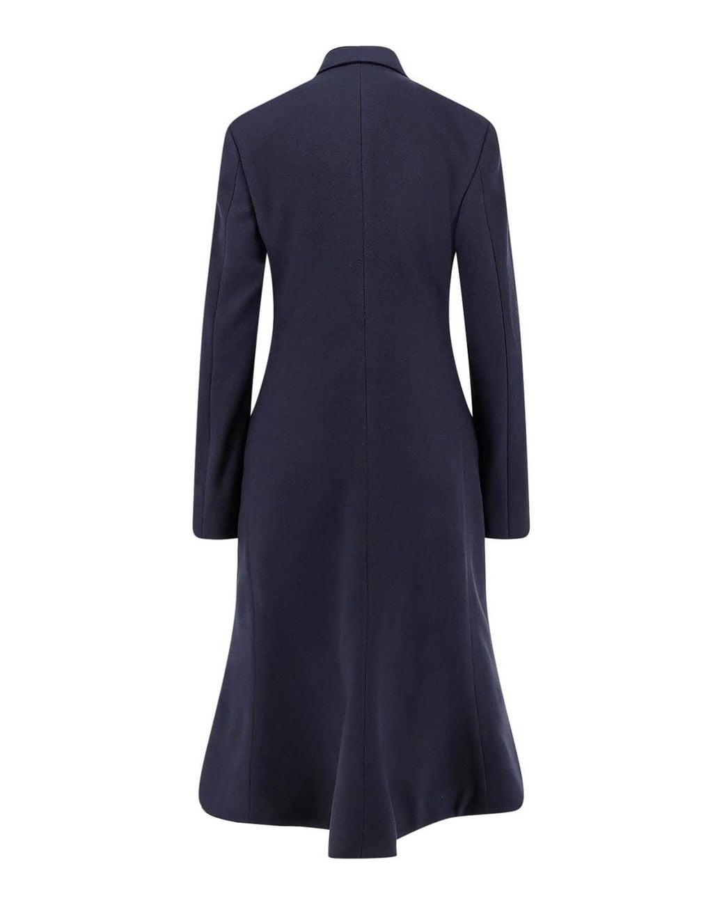 Balenciaga Blue Double-Breasted Godet Midi Wool Coat