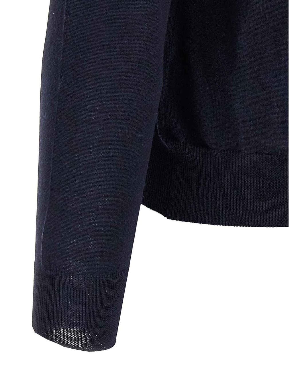 Barba Napoli Blue Wool And Silk Sweater for men