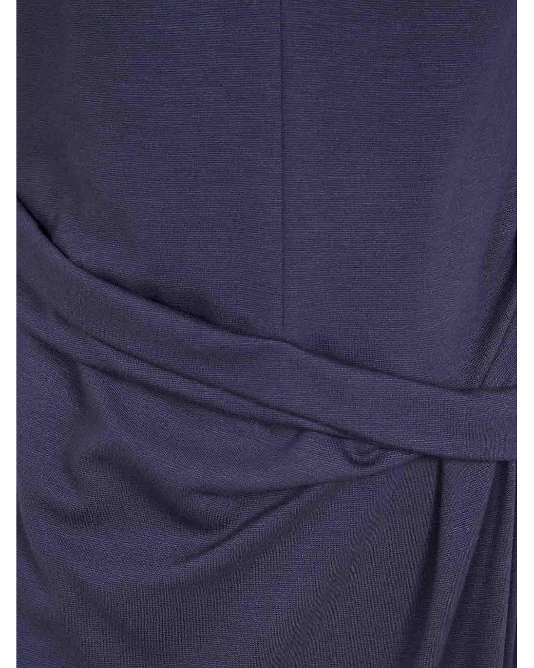 Giorgio Armani Blue Turtleneck Midi Dress