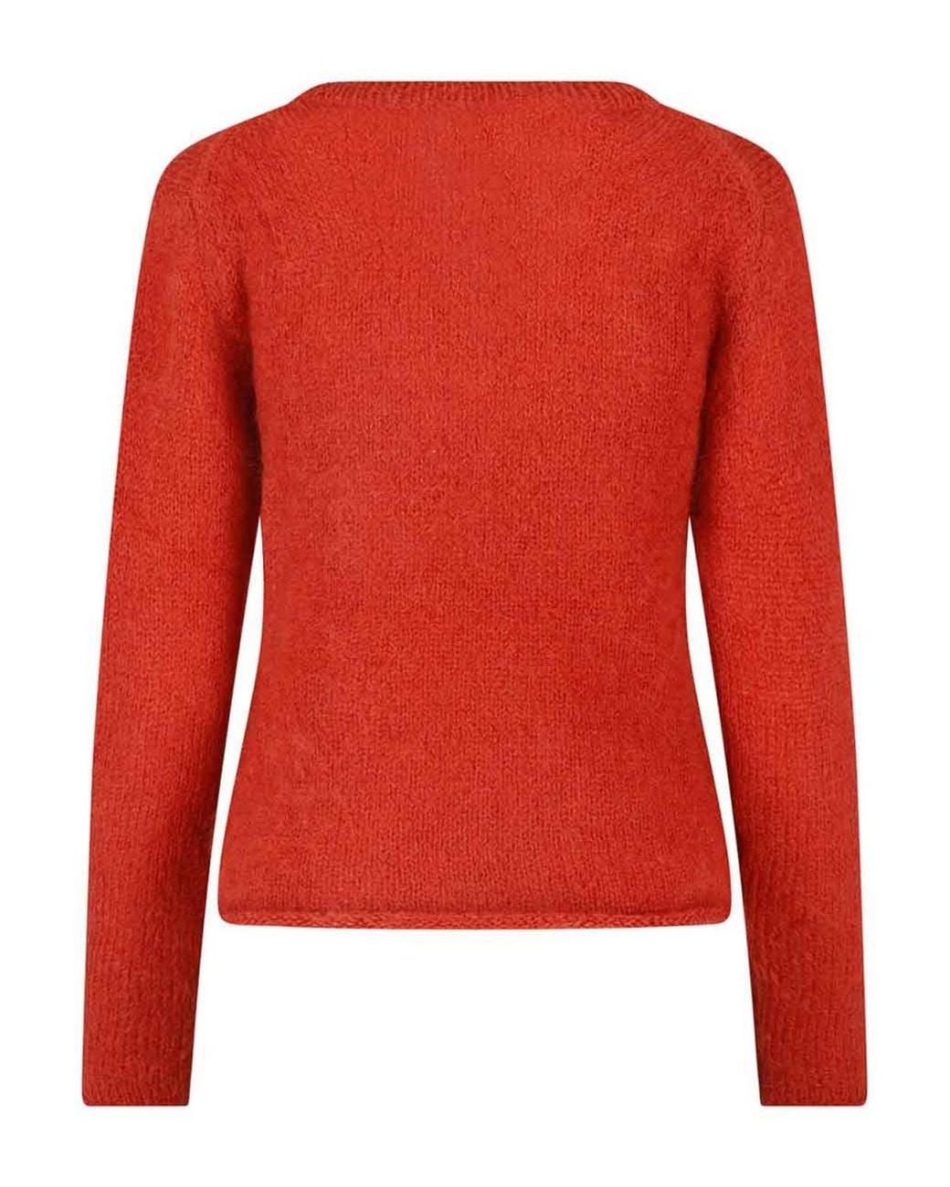 Aspesi Red Mohair And Wool Sweater