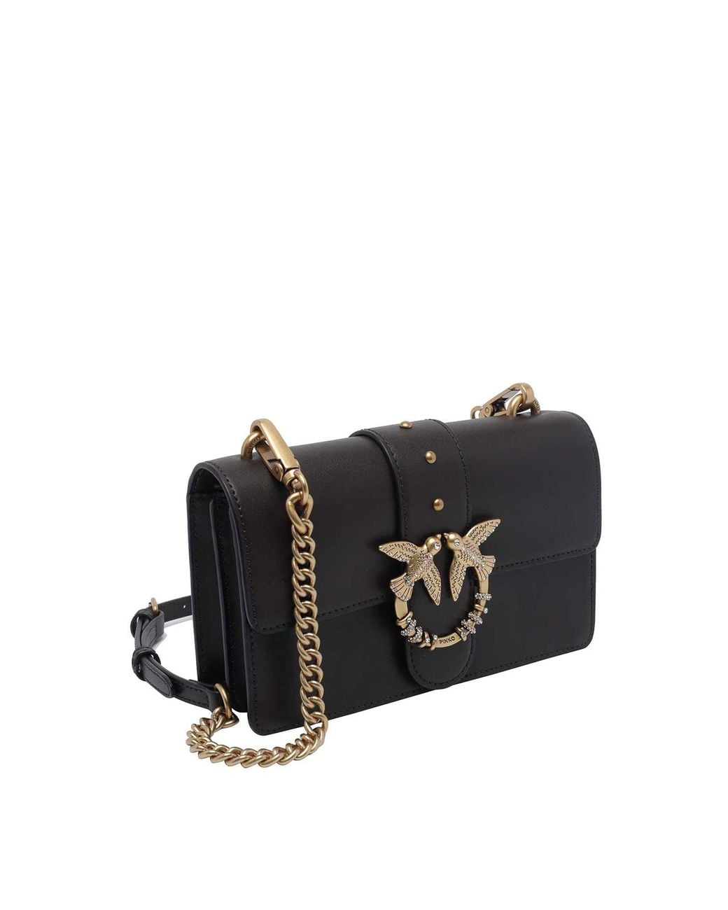 Pinko Black Mini Love One Jewel Buckle Crossbody Bag