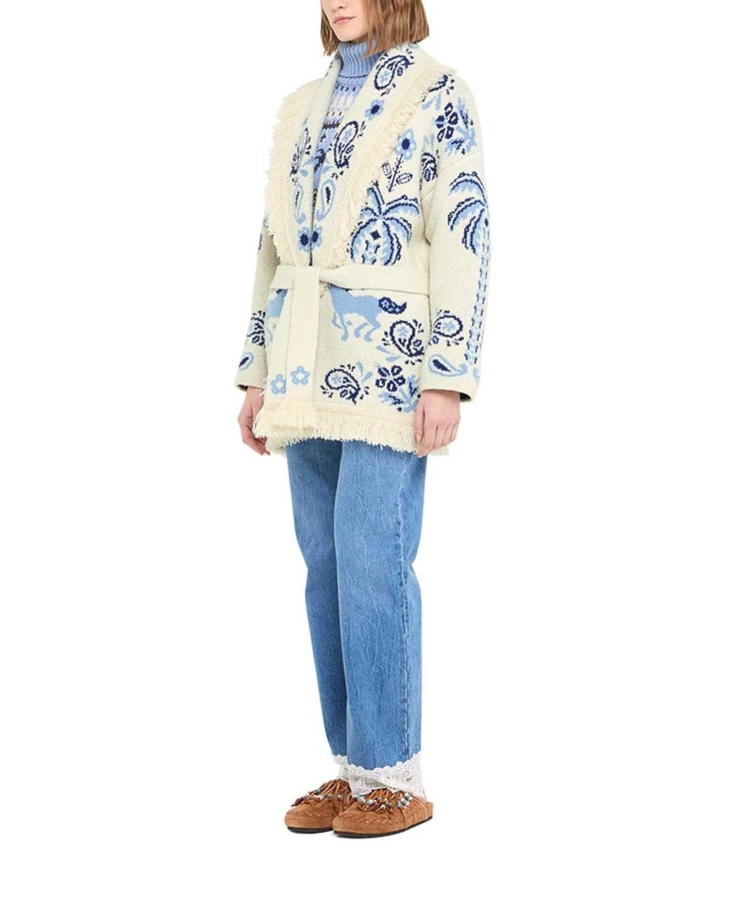 Alanui White 'Island Roots Foulard' Cardigan