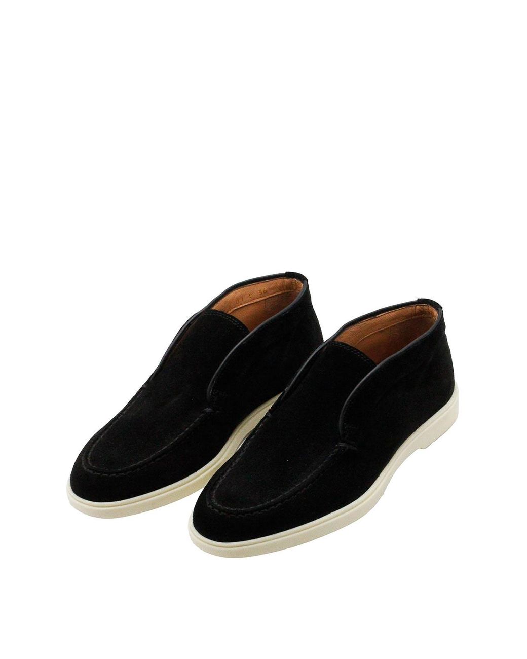 Santoni Black Suede Loafers