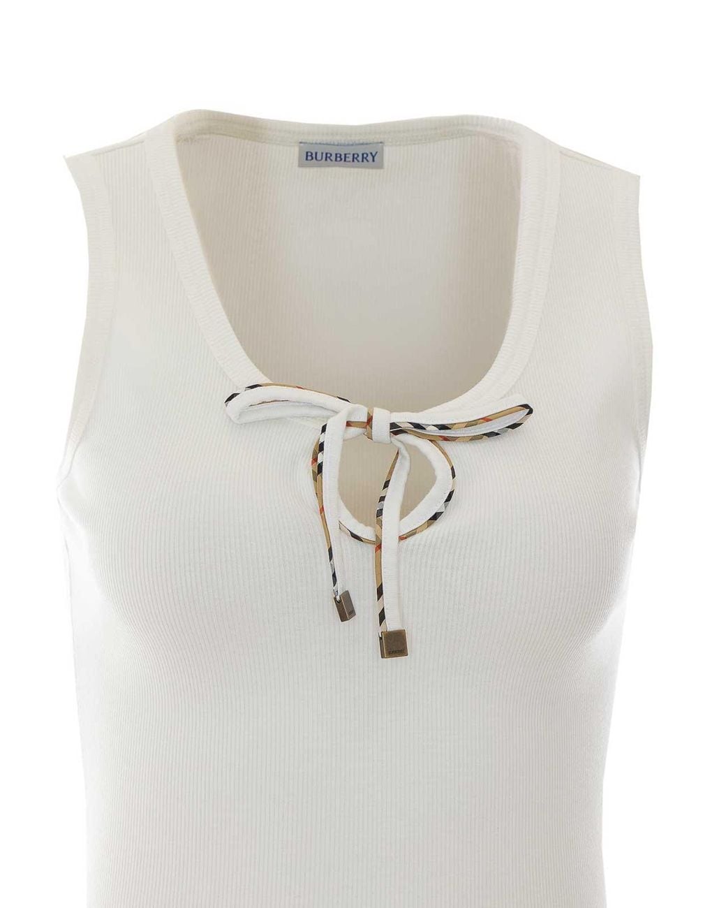 Burberry White Cotton Tank Top