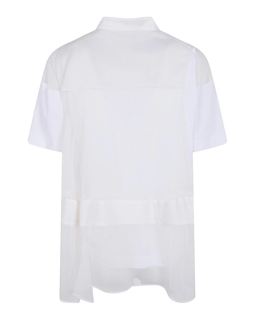 Sacai White Satin X Cotton Jersey T-Shirt