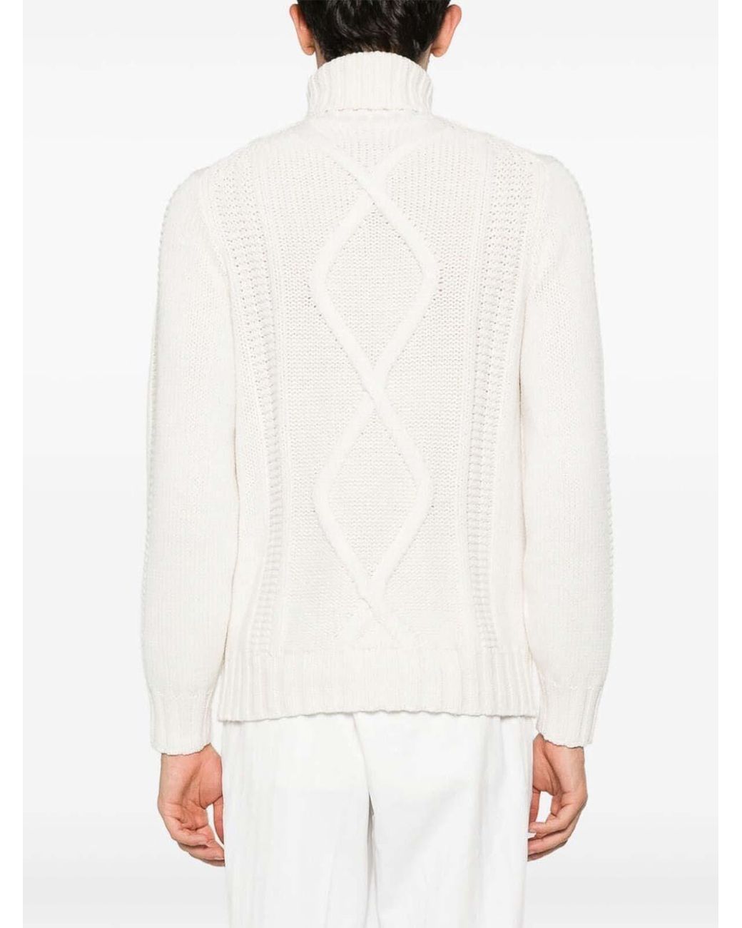 Brunello Cucinelli White Turtle-Neck Sweater for men