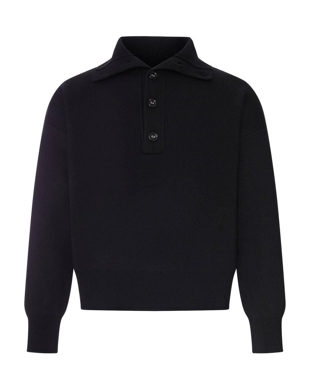 AMI Blue Wool Sweater With Polo Collar for men