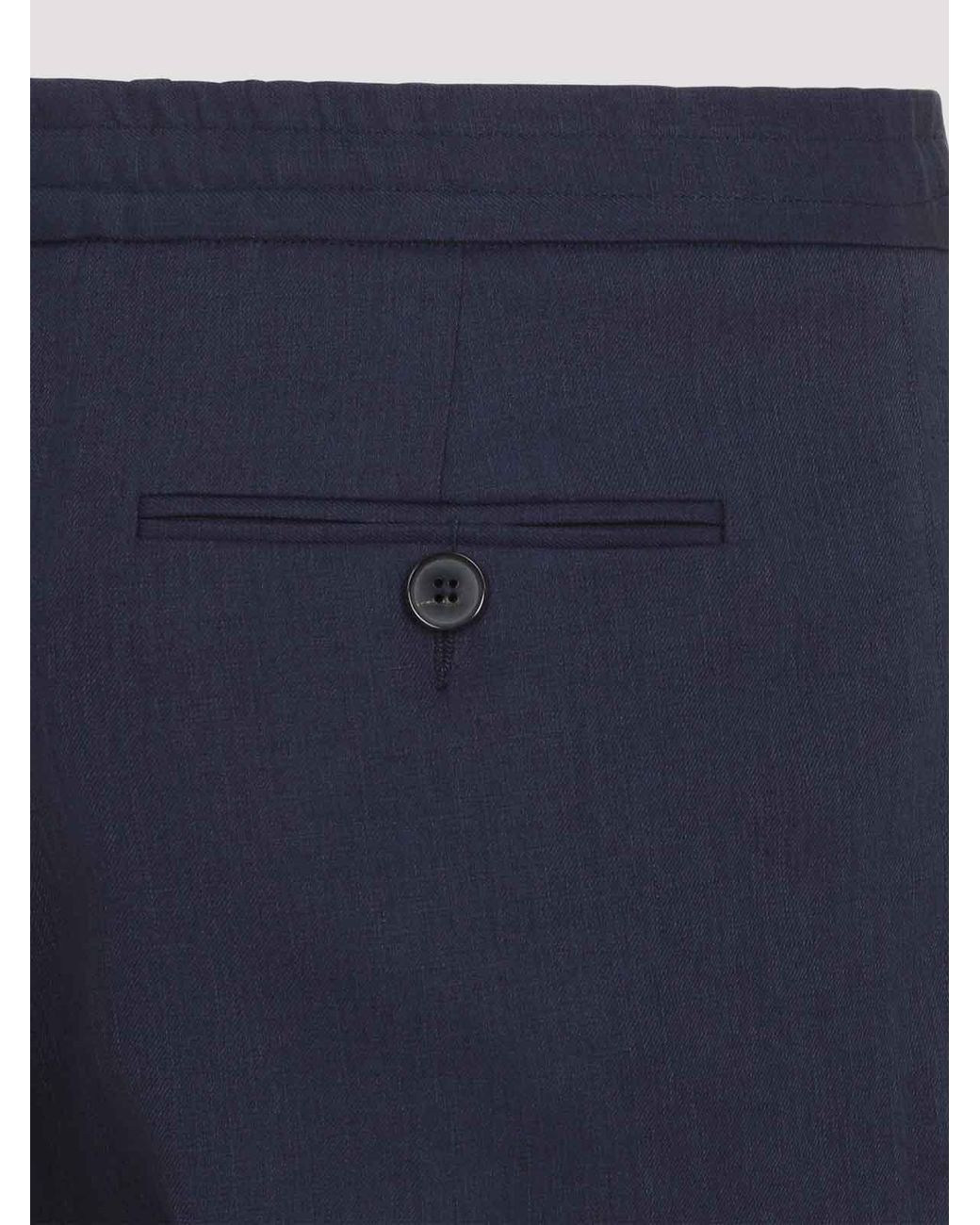 Zegna Blue Oasi Linen Pants for men