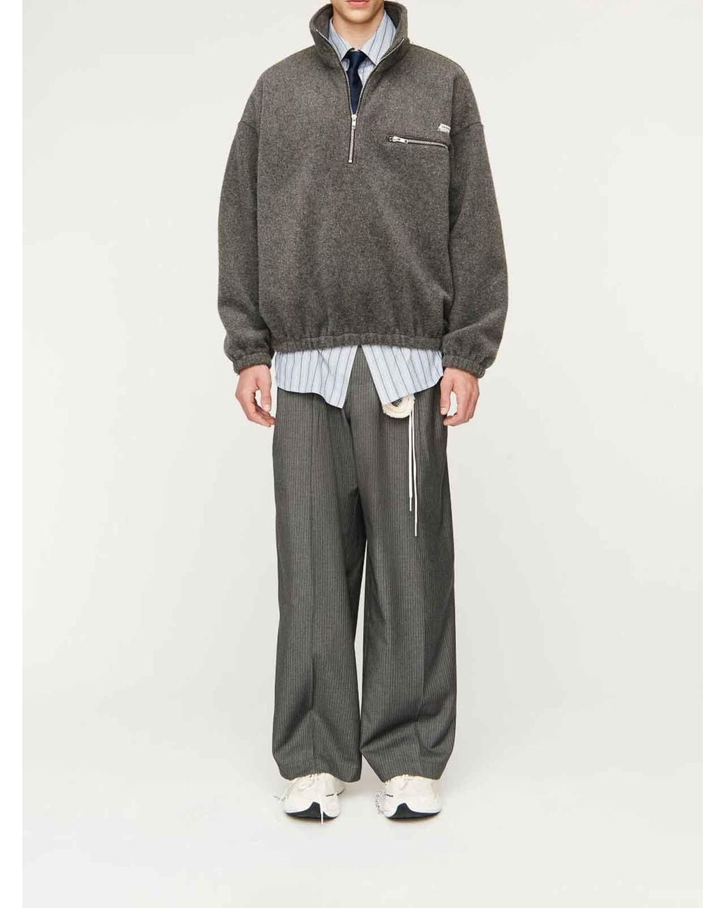 Song For The Mute Gray Sweater Half Zip Pullover