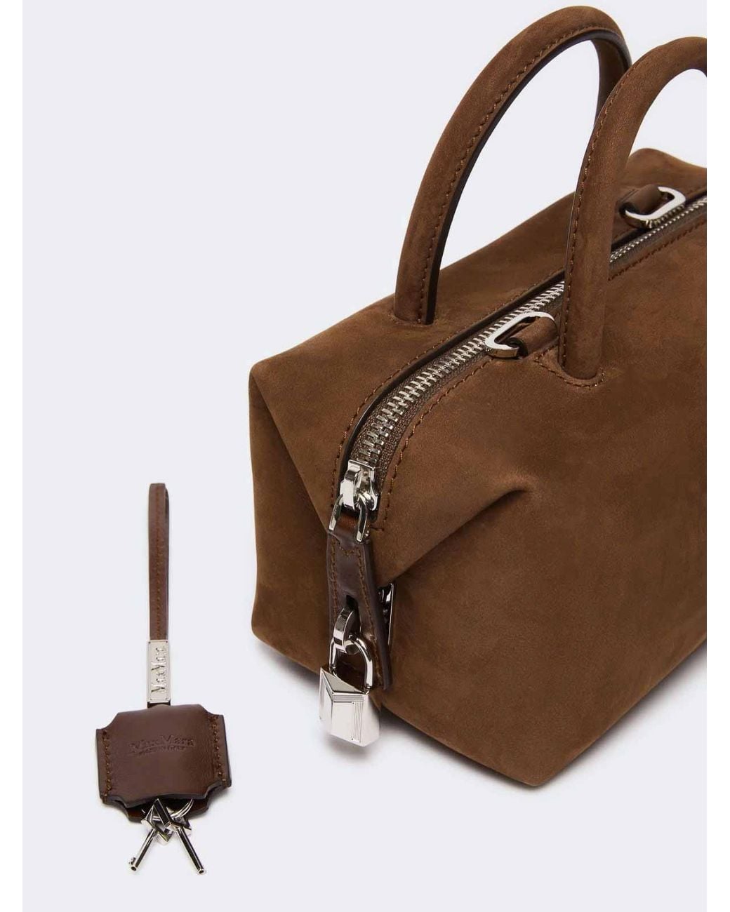 Max Mara Brown Holdallssued Chocolate Bag