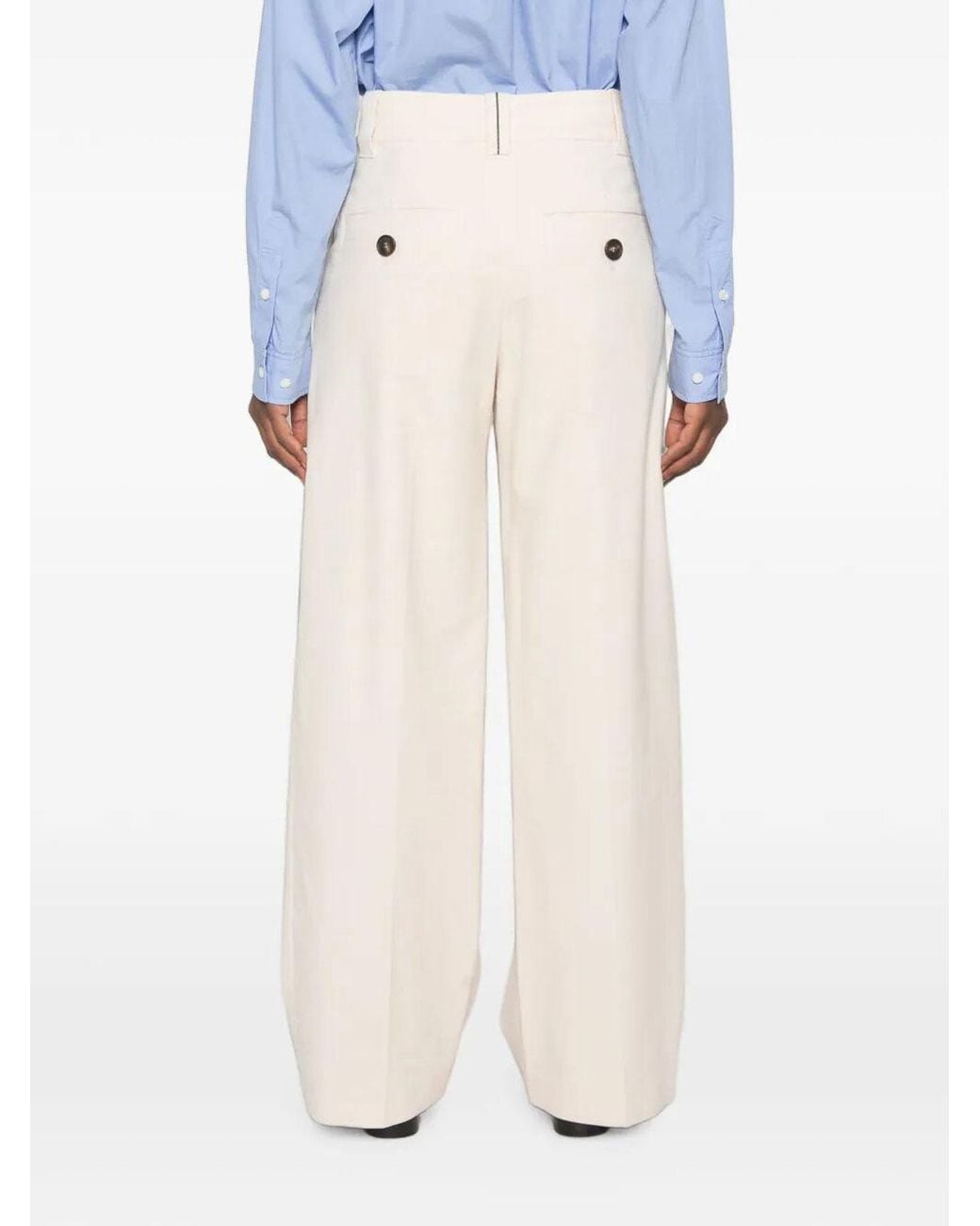 Brunello Cucinelli White Loose Sartorial Trousers