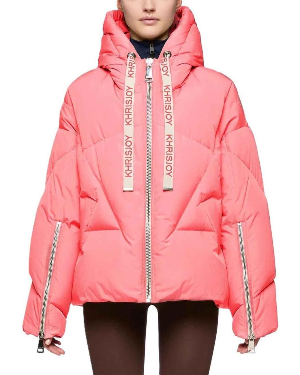 Khrisjoy Pink Hooded Zip-Up Quilted Jacket