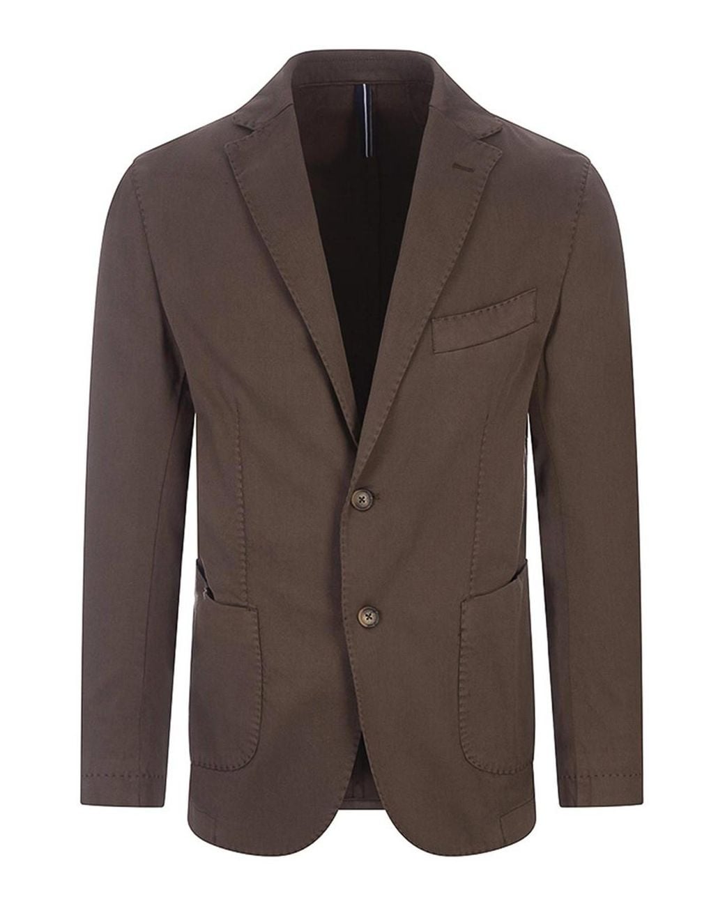 RUSSO CAPRI Brown Oxford Cotton Blazer for men