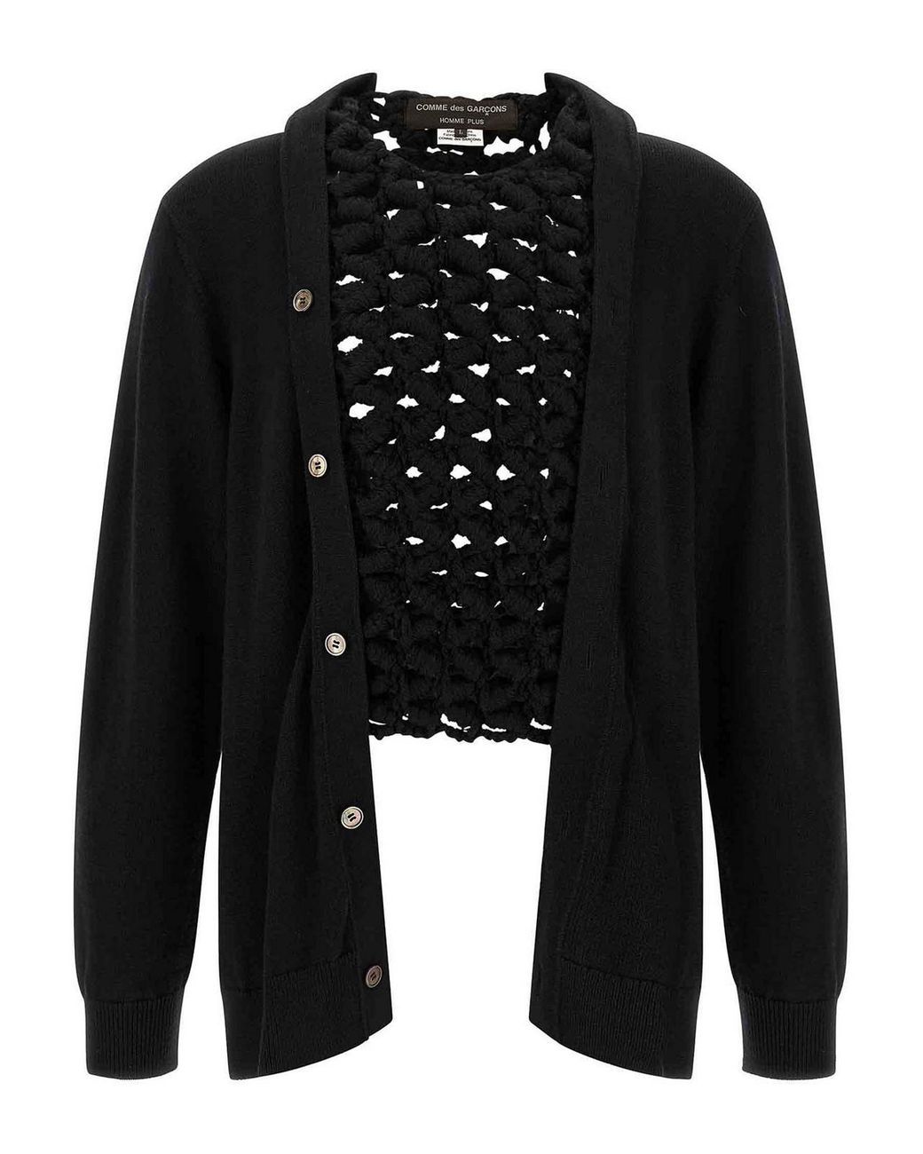 Comme Des Garcons Hommes Plus Black Woven Insert Cardigan for men