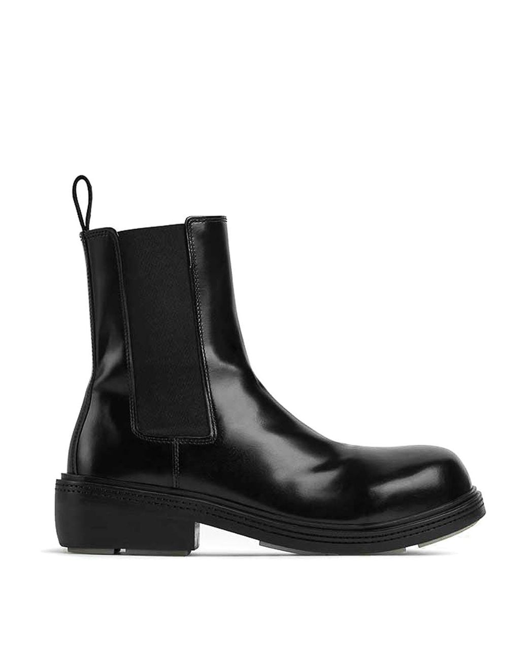 Bottega Veneta Black Brushed Leather Fireman Ankle Boot for men
