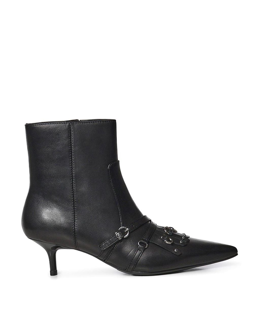 Pinko Black Gloria Leather Ankle Boot