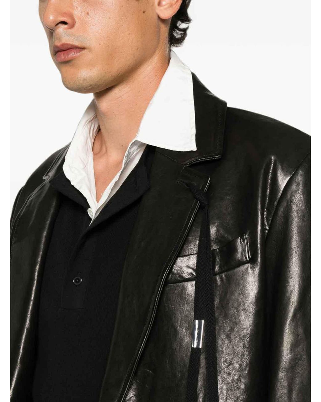 Ann Demeulemeester Black Leather Outerwear for men