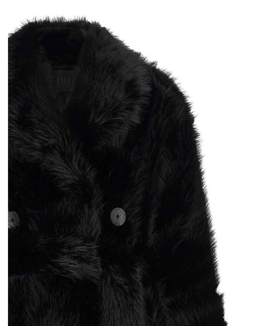 BB COUTURE Black Jackie Eco-Fur Trench Coat