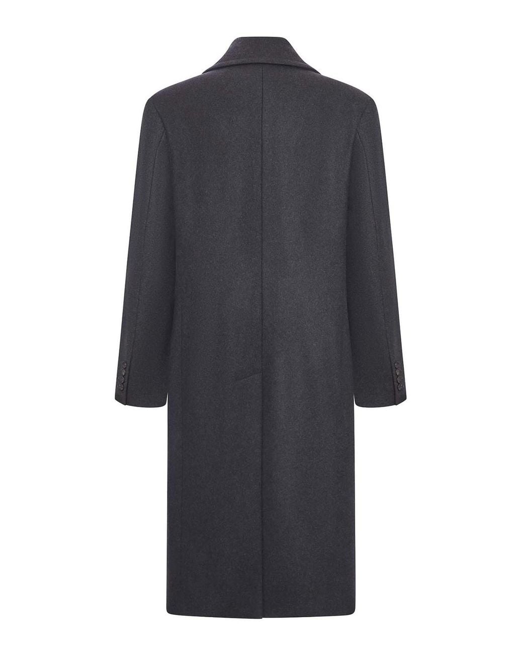 Hevò Blue Double-Breasted Herringbone Coat for men