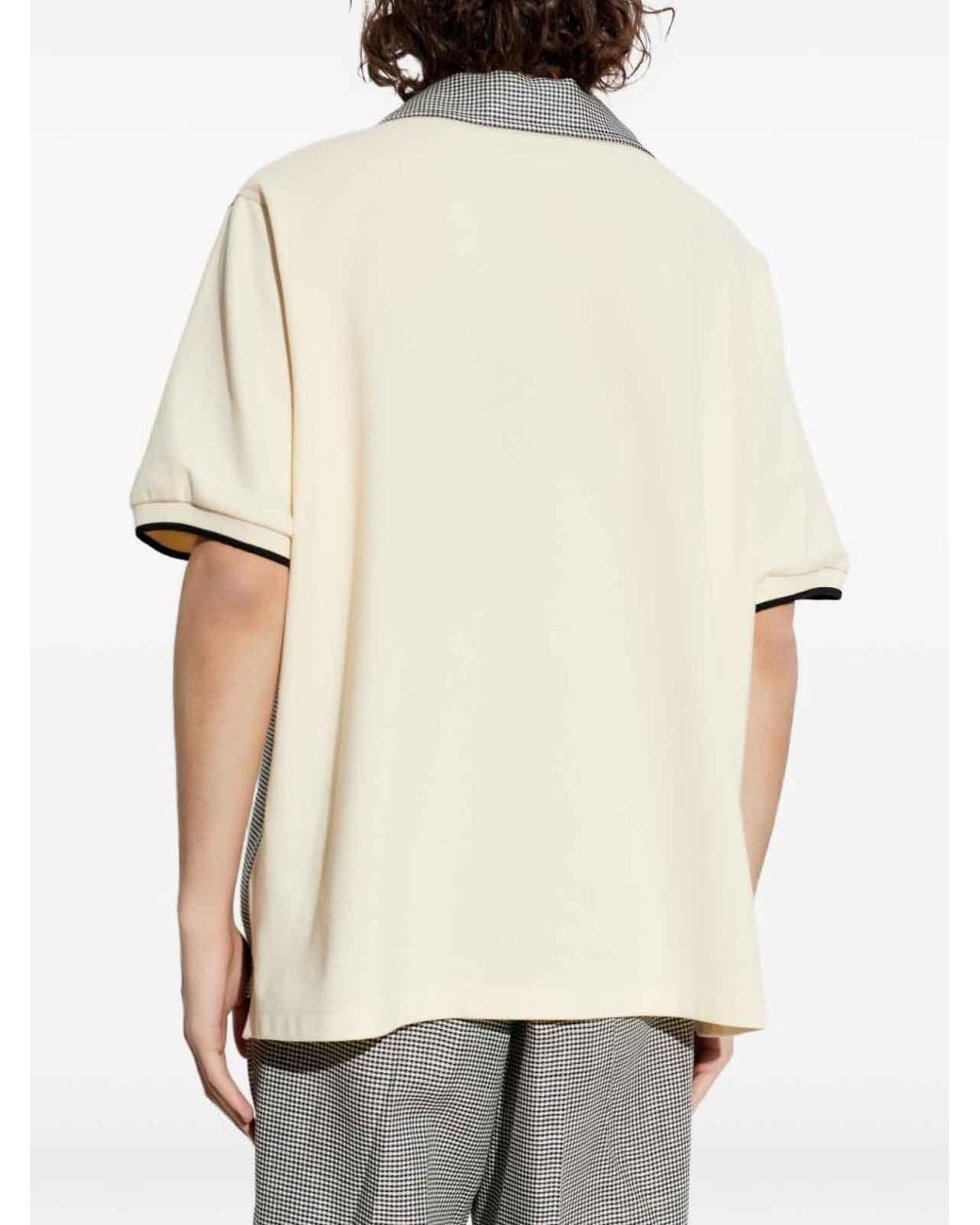 DSquared² Gray Houndstooth Wool-Linen Polo for men