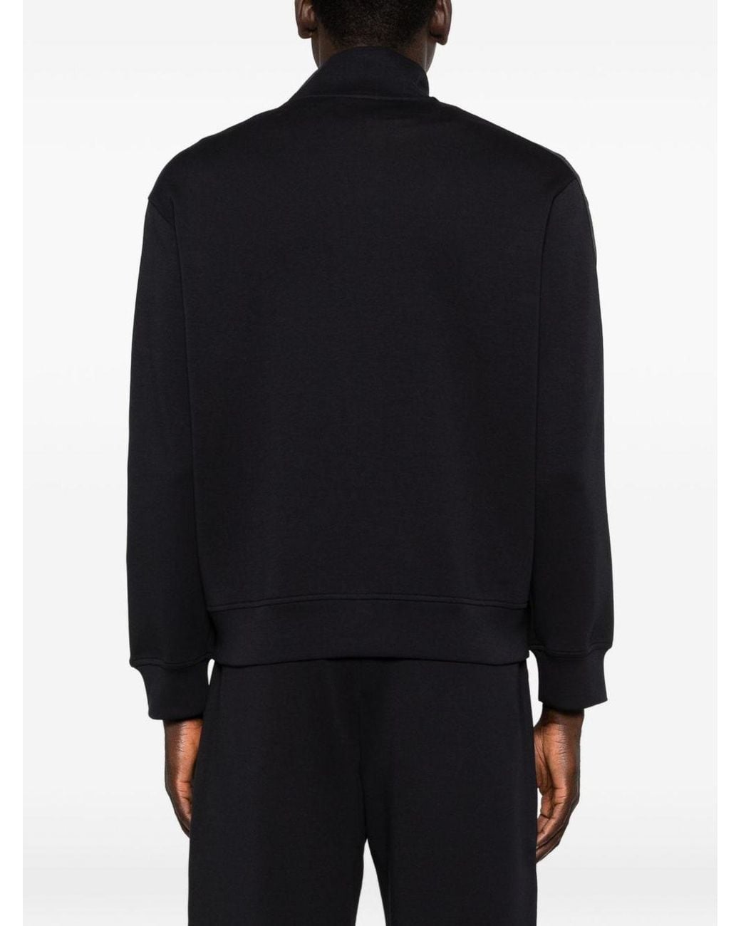 Emporio Armani Black Cotton Zipped Sweatshirt for men