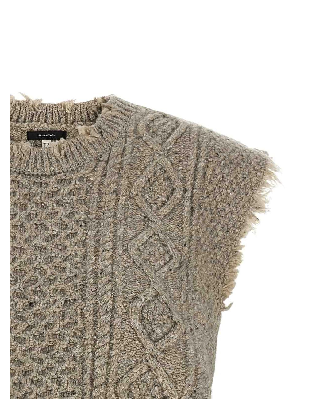 R13 Gray Boyfriend Cable' Vest