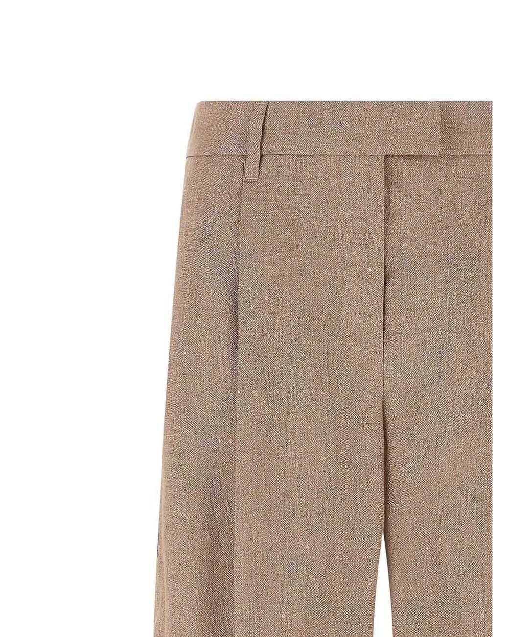 Brunello Cucinelli Natural Loose Pleated Pants