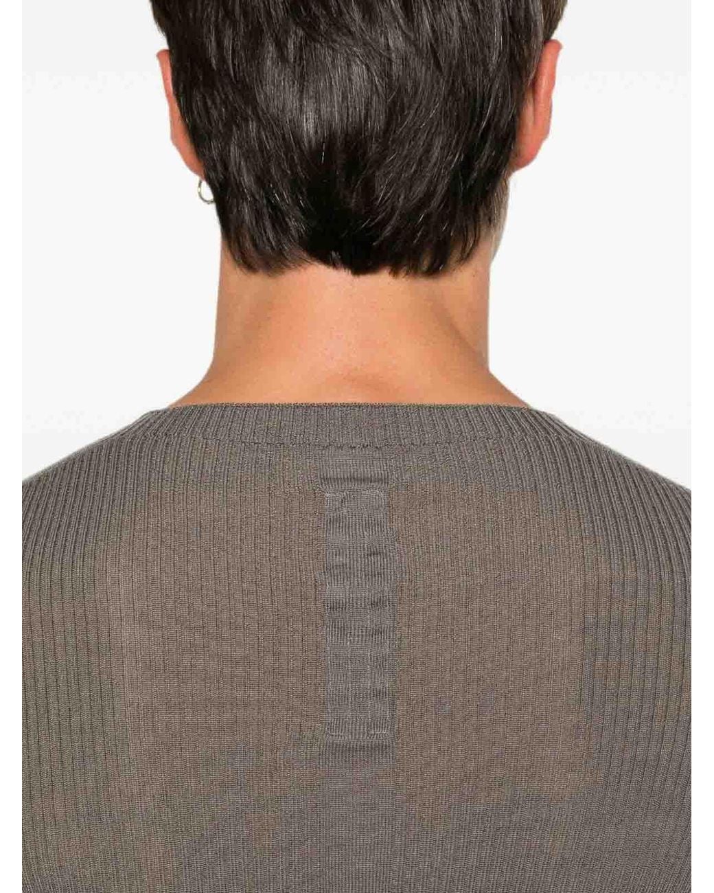 Rick Owens Gray Crew-Neck Sweater for men