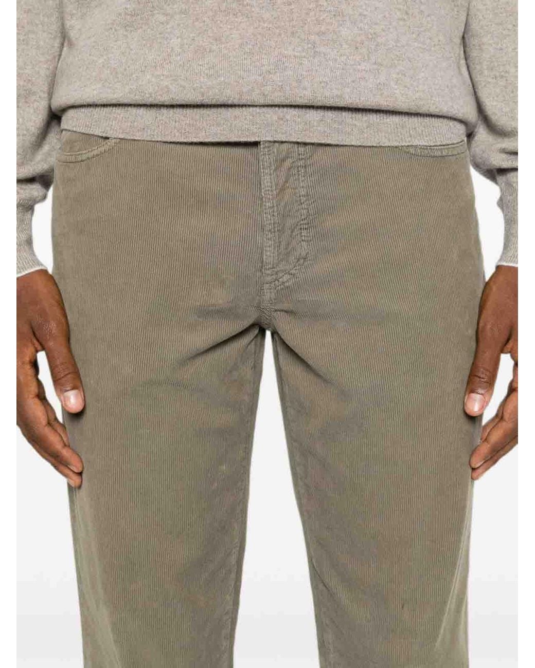 Brunello Cucinelli Gray Corduroy Trousers With Pockets for men