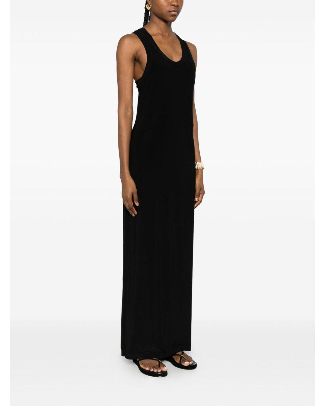 Norma Kamali Black Sleeveless Long Dress With Wide Straps