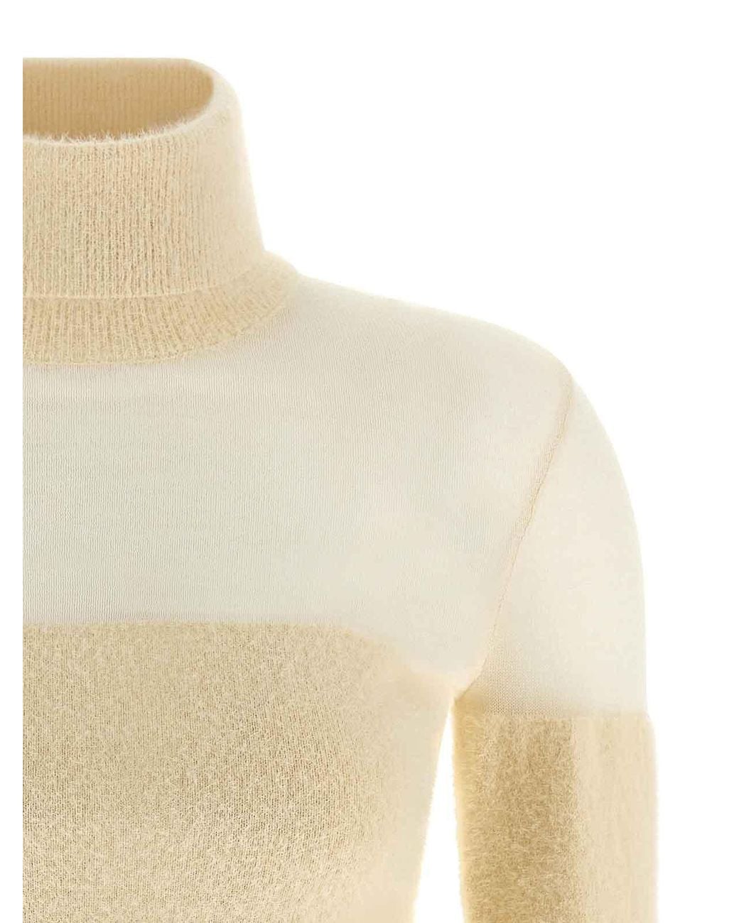 Elisabetta Franchi White Brushed Insert Turtleneck Sweater