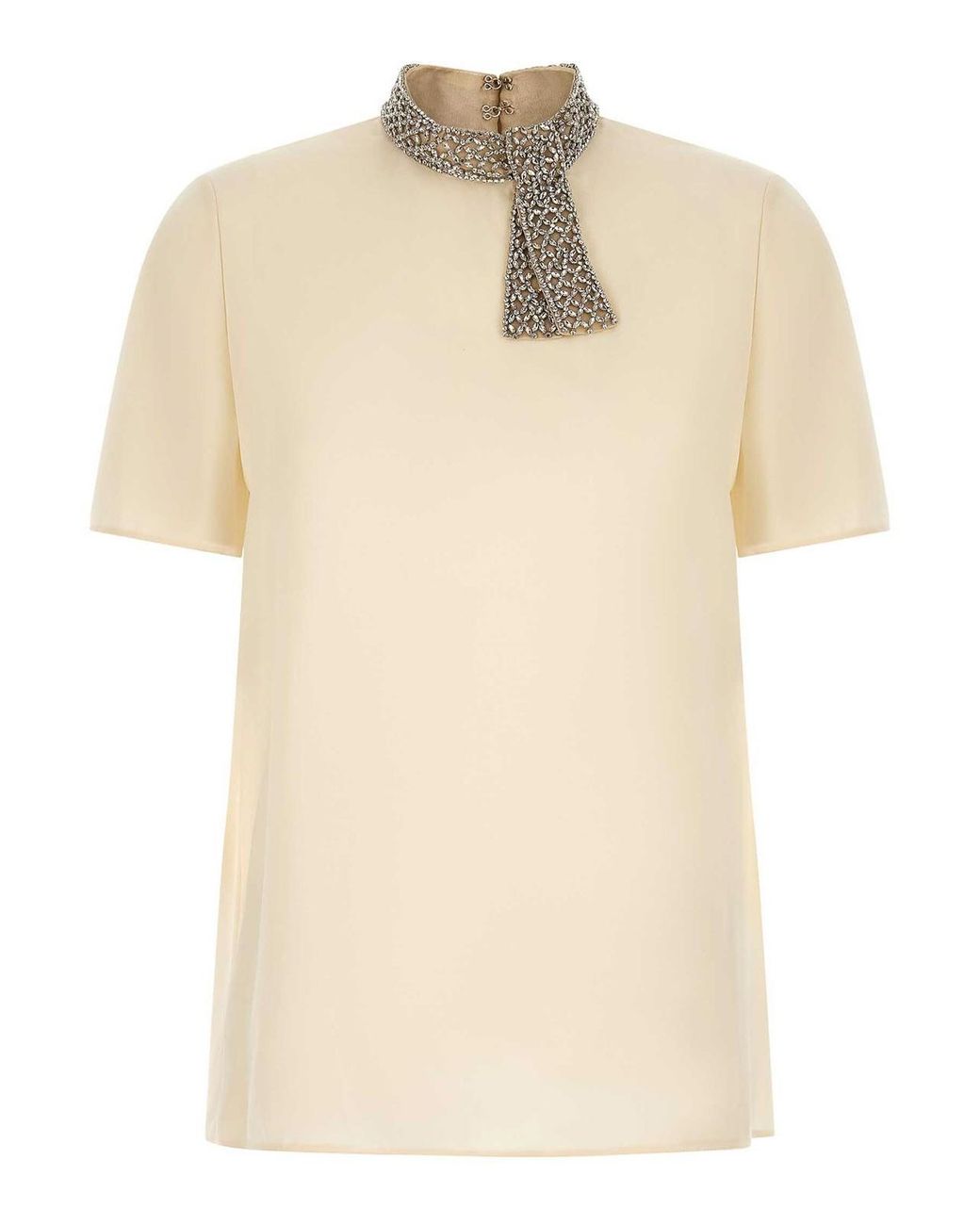Valentino Garavani Natural Jewel Collar Top