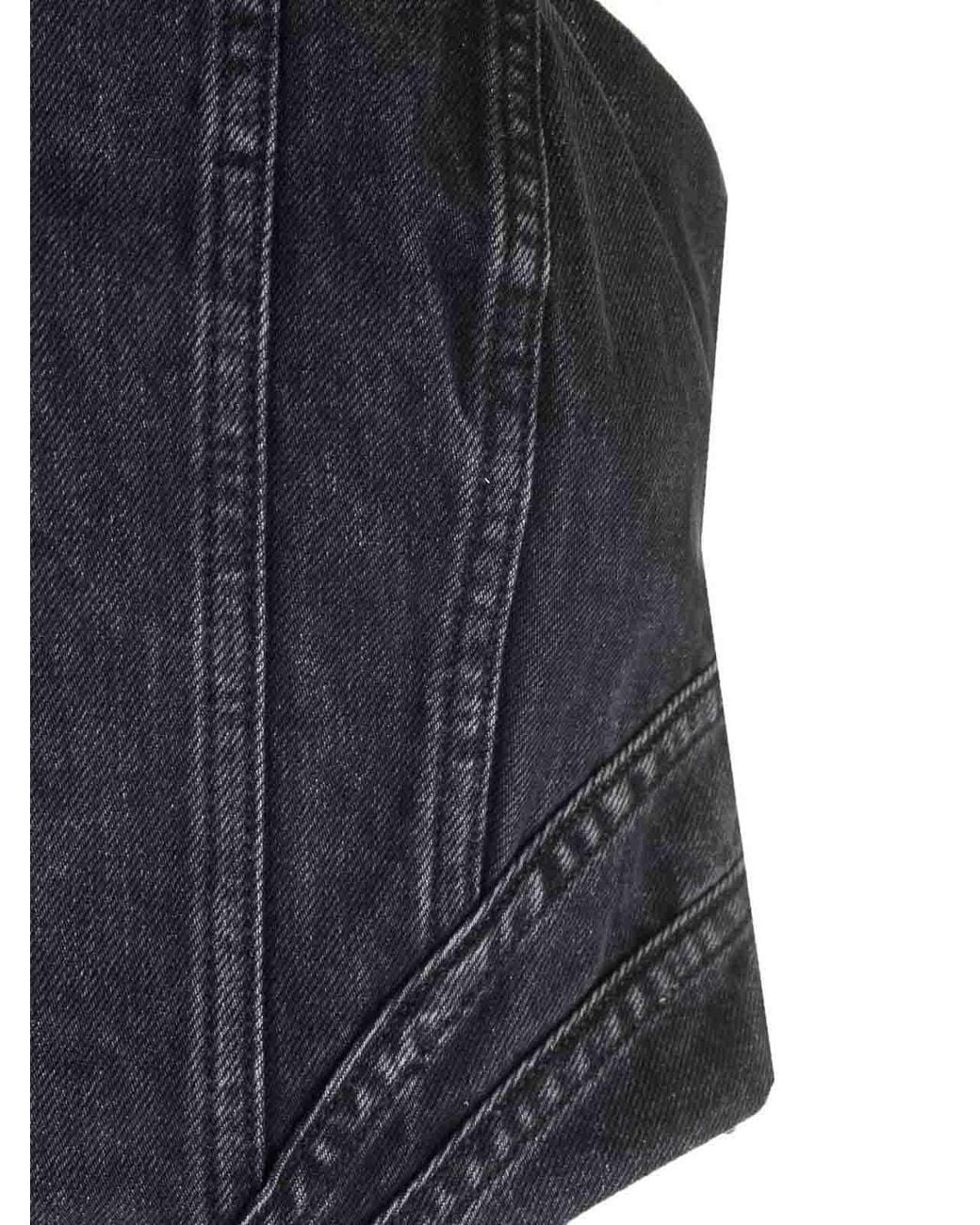 AMI Black Faded Denim Corset