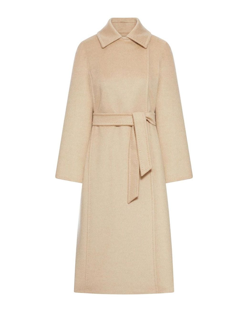 Max Mara Natural Riccio Camel Coat With Belt