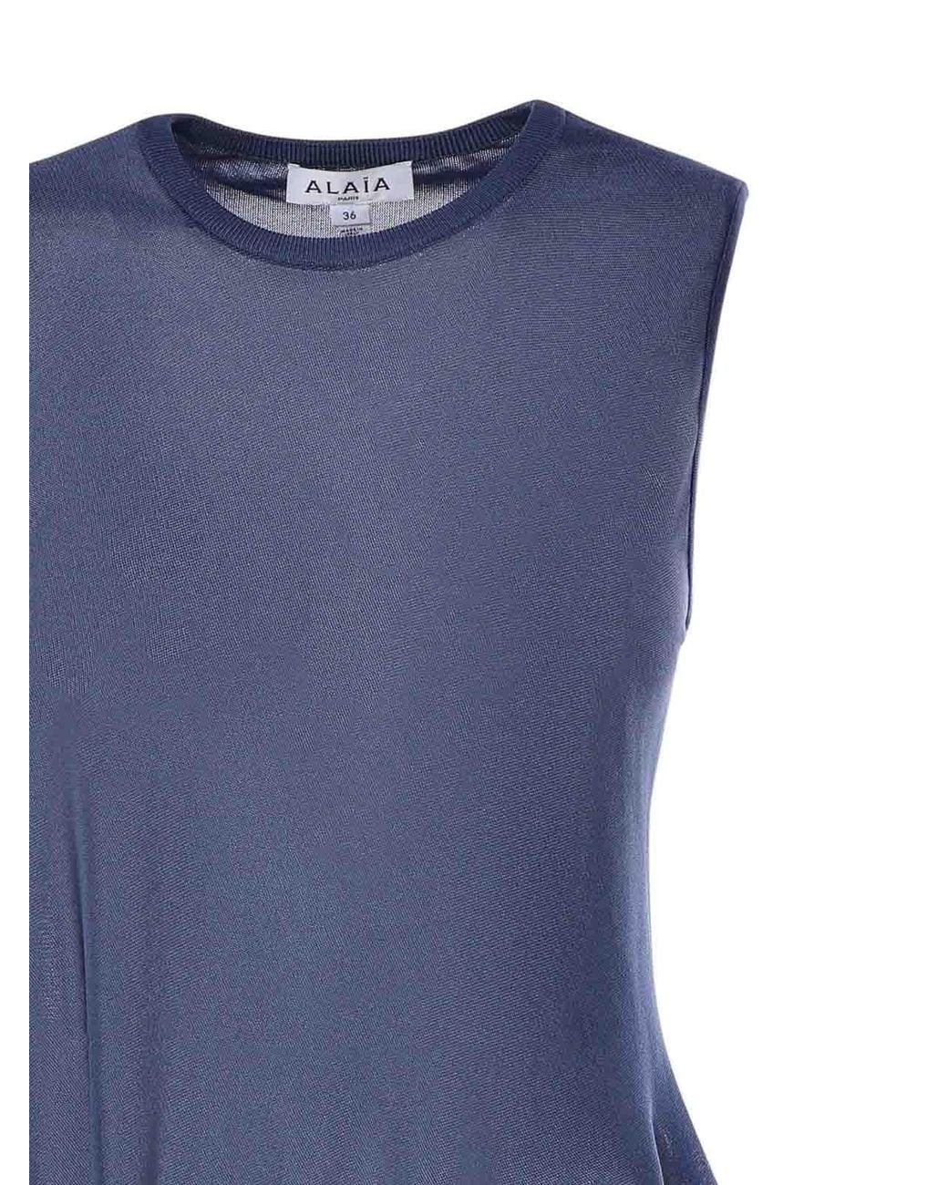 Alaïa Blue Sleeveless Tops