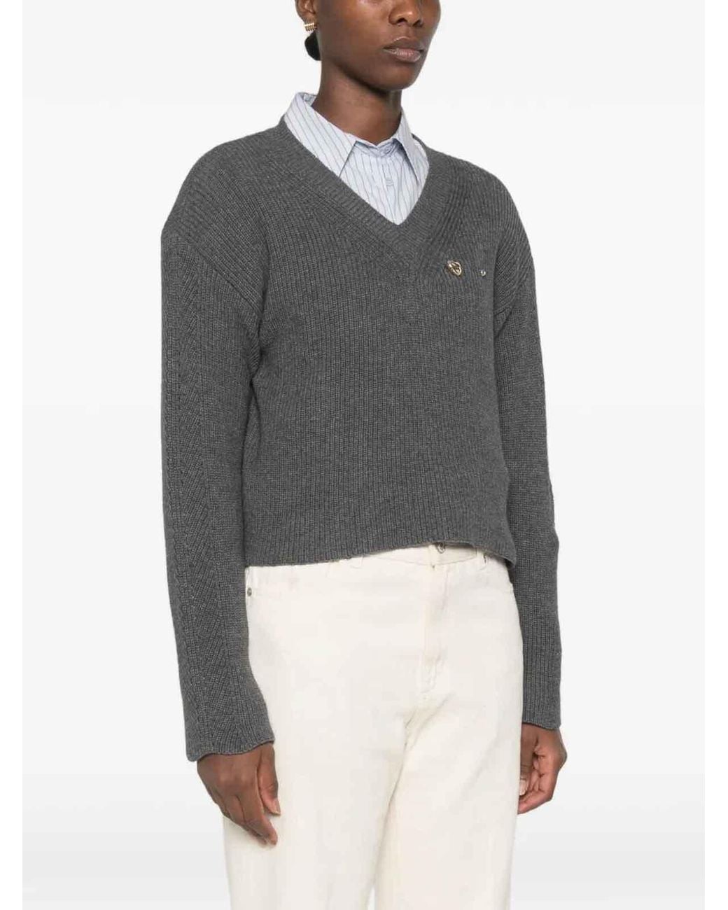 Twinset Gray Round Neck Sweater