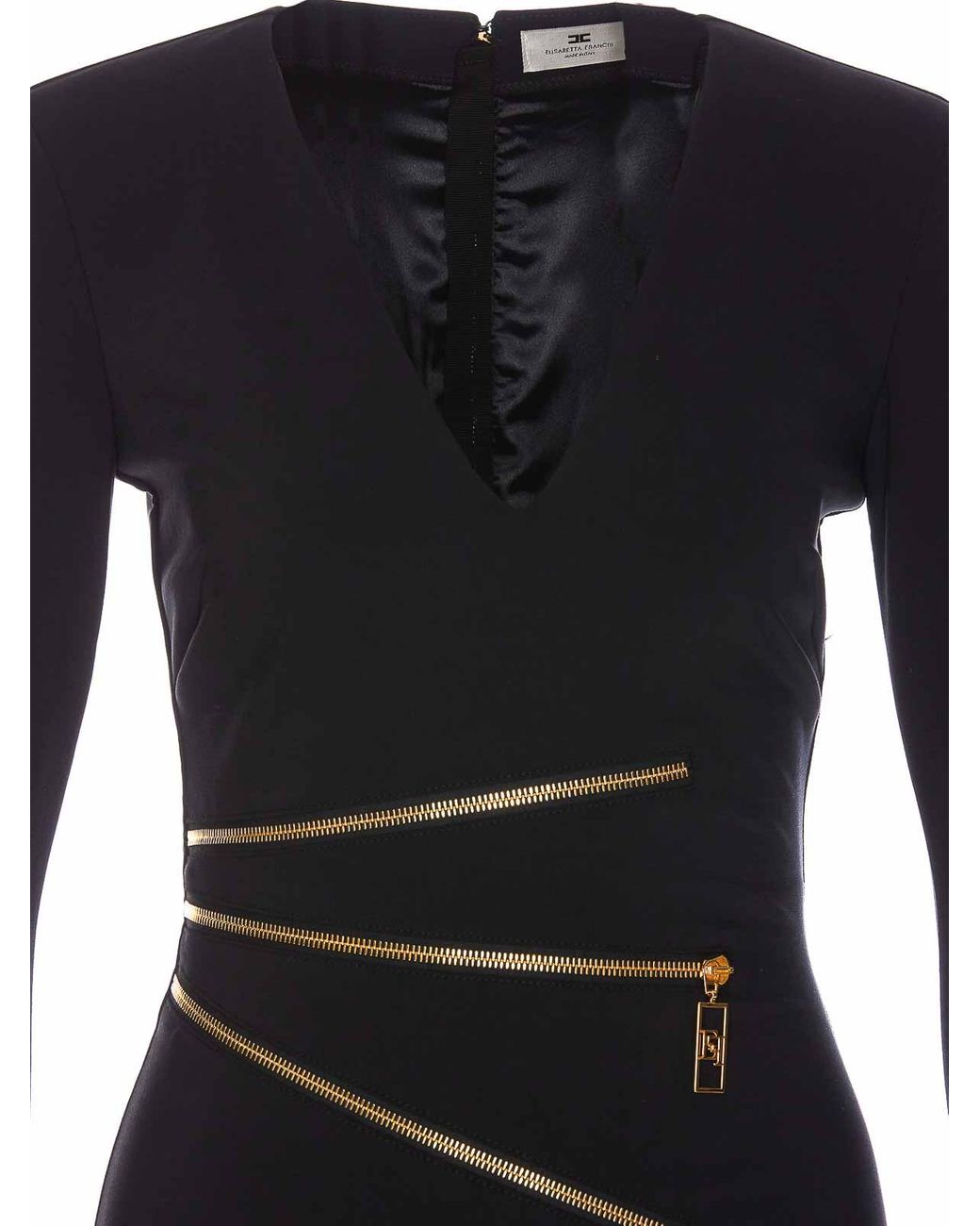 Elisabetta Franchi Black Crepe Mini Dress With Zip