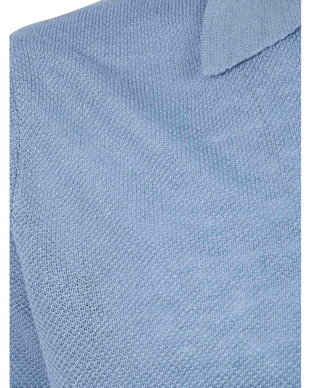 Nuur Blue Short Sleeved Polo Neck Piquet Stitch T-Shirt for men