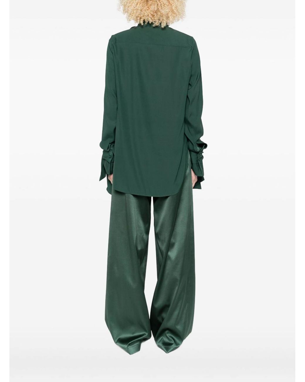 Ermanno Scervino Green Dark Blouse With Bow