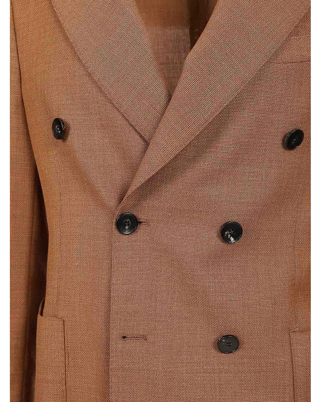 Guarinucci Brown Double-Breasted Wool Blazer for men