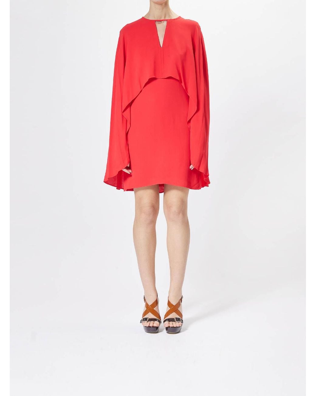 Karl Lagerfeld Red Short Party Cape Dress