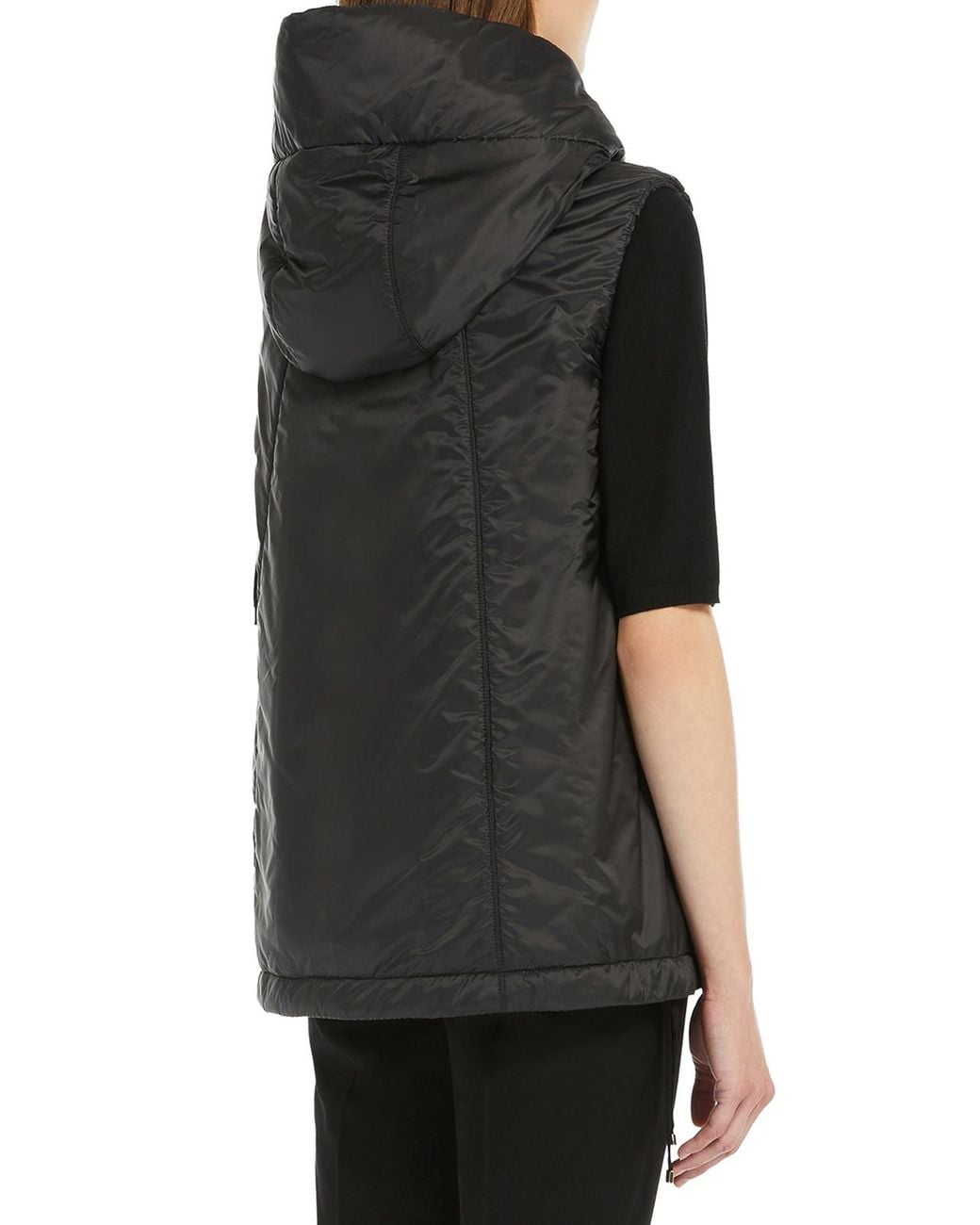 Max Mara Black Padded Vest With Hood