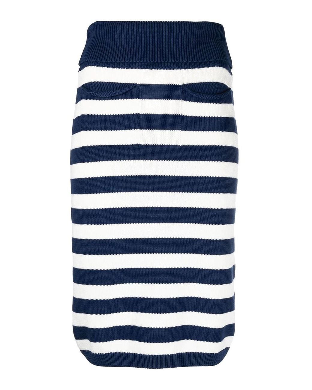 KENZO Blue Striped Long Cotton Skirt