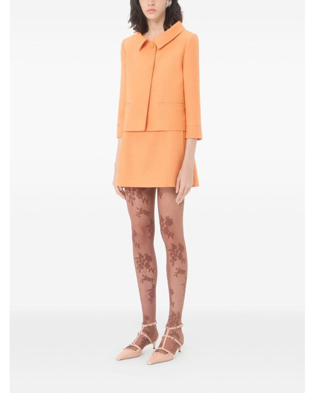 Valentino Garavani Orange Crepe Couture Jacket With Jewel Button