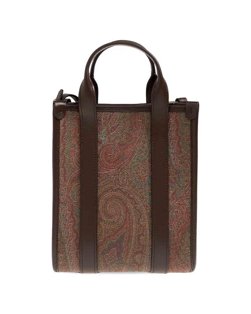 Etro Brown Xs Paisley Tote Shopping Bag