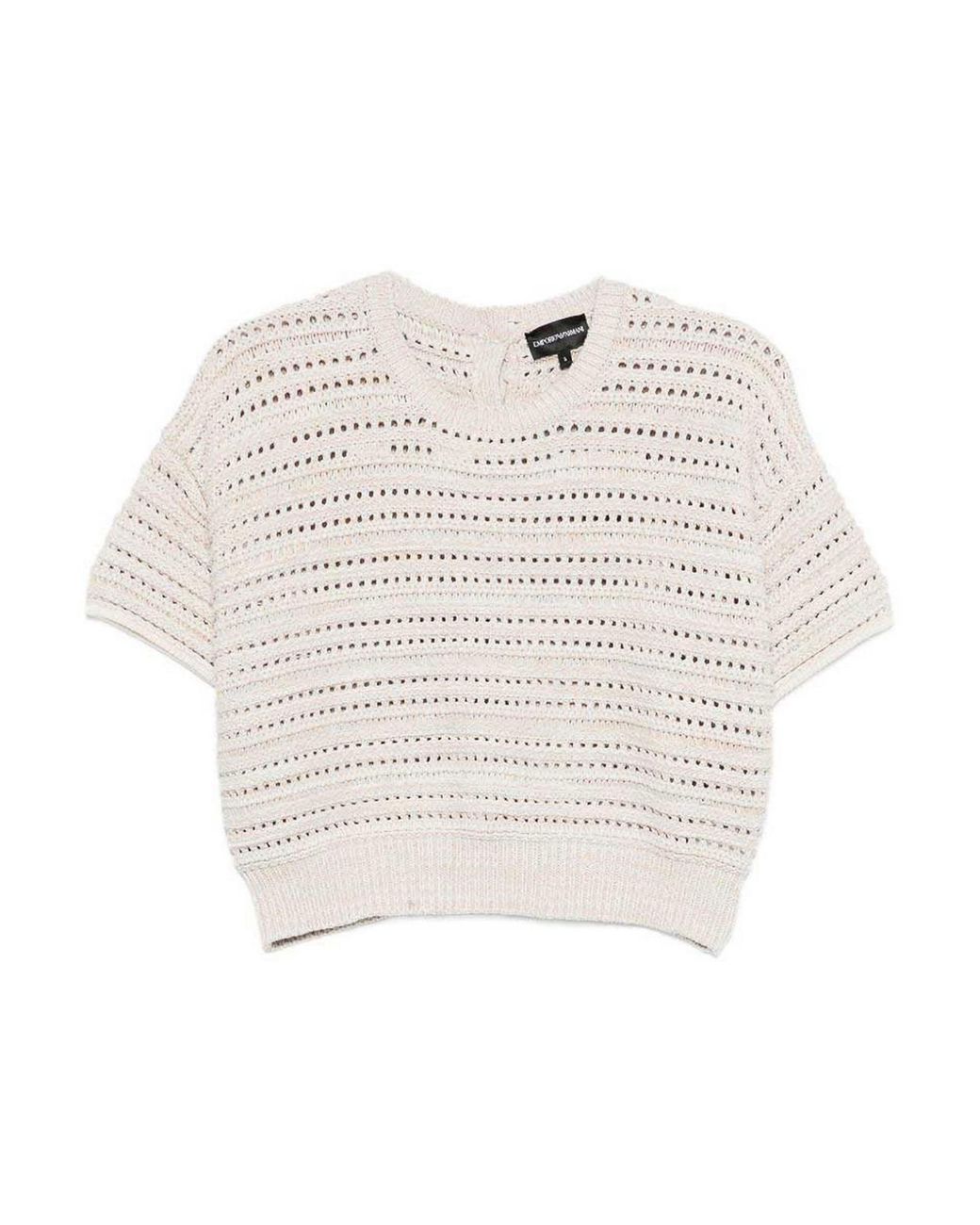 Emporio Armani White Cotton Open-Knit Cardigan